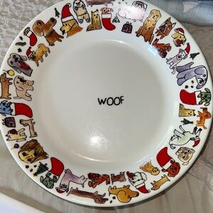 4-Ben Lenovitz Artist Christmas Holiday PET Dog Plate Bowl WOOF Collectible 9"